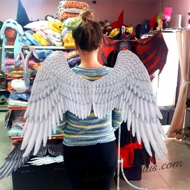 Большие крылья ангела белые/серые Аниме 75х75 см